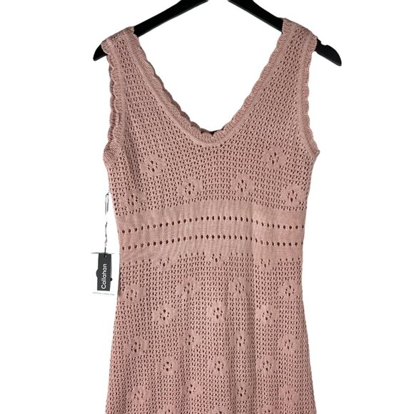 NWT Callahan Knitwear Sleeveless Maxi Sweater Dress in Blush Pink Scoop Size M - Picture 2 of 10